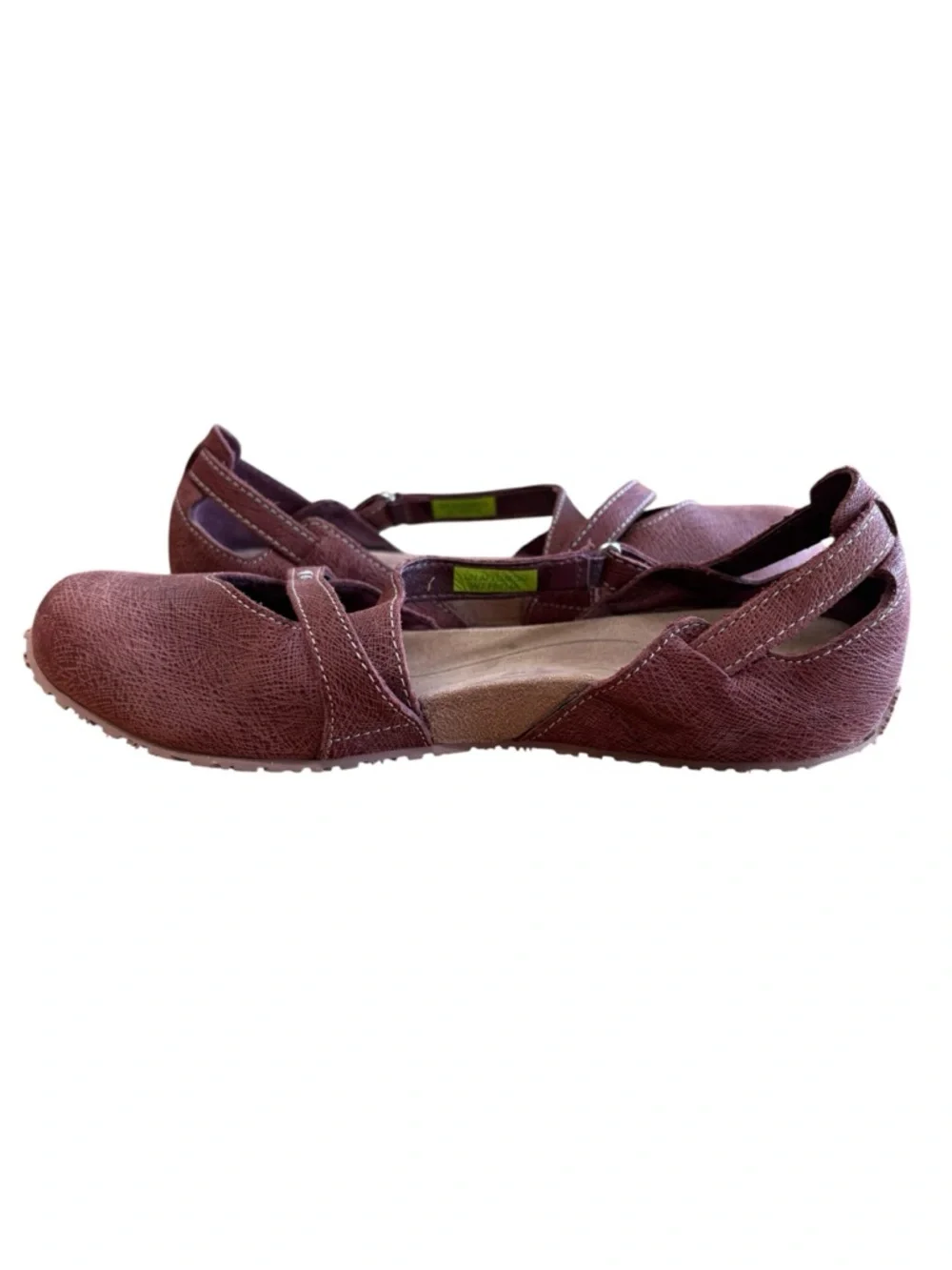 AHNU WOMENS CROSS STRAP MARY JANE FLATS MAUVE 7 NARROW - Picture 6 of 9